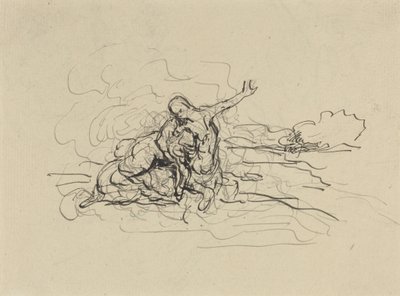 Zentaur, der eine Frau entführt von Honore Daumier