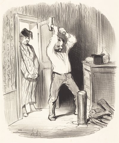 Ist es Gott erlaubt... Holz zu spalten... von Honoré Daumier