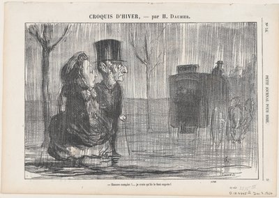 Wieder voll... Ich glaube, sie machen das absichtlich!, aus "Winter Skizzen" von Honoré Daumier