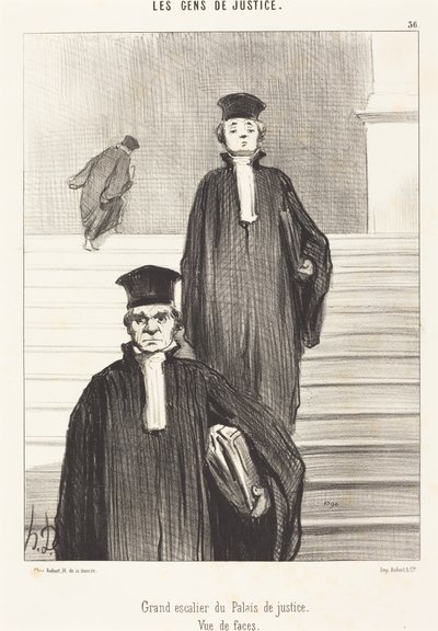Große Treppe des Justizpalastes. Vorderansicht von Honoré Daumier
