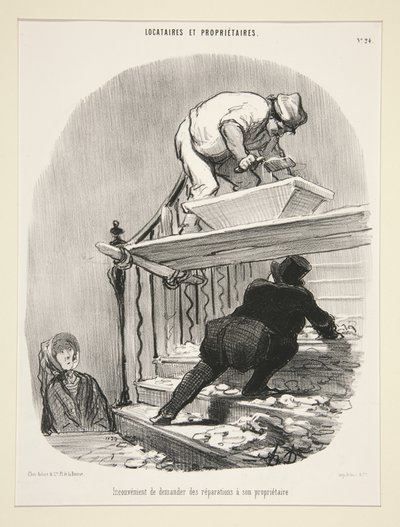 Unannehmlichkeit, den Vermieter um Reparaturen zu bitten, pl. 24 aus der Serie Locataires et propriétaire von Honoré Daumier