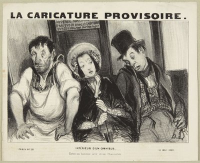 Inneres eines Omnibusses, aus der Serie „Pariser Typen“ aus La Caricature Provisoire von Honoré Daumier