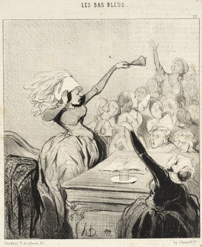 Die Präsidentin schreit aus vollem Hals Mesdames!... von Honoré Daumier