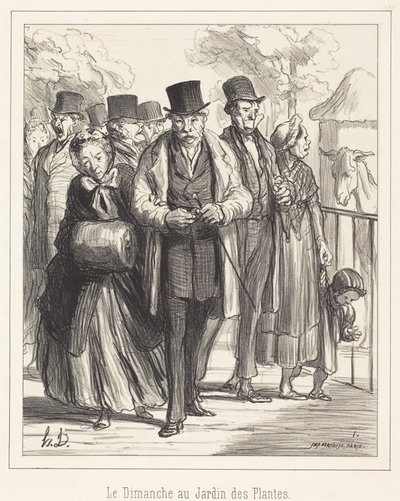 Der Sonntag im Jardin des Plantes von Honoré Daumier