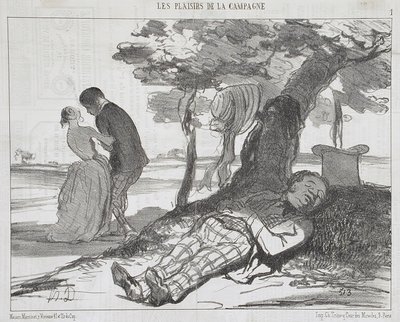 Der Ehemann schläft ein von Honoré Daumier