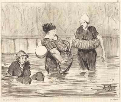 Die vorsichtigen Badenden von Honoré Daumier