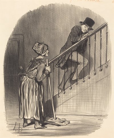 Ist meine Frau zu Hause? von Honoré Daumier