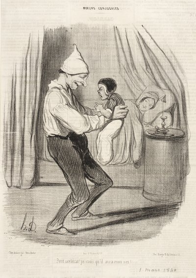 Kleiner Schurke! Ich glaube, er wird meine Nase haben... von Honoré Daumier