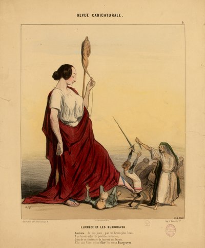 Karikaturistische Rundschau Nr. 9: Lucretia und die Burggrafen. Lucretia, in unseren Tagen, durch ein schöneres Schicksal... von Honoré Daumier