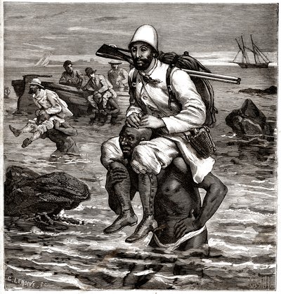 Louis Boussenard landet in Tanger auf dem Rücken eines Trägers von Horace Castelli