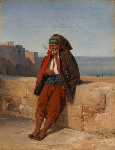 Ein Algerier, eine Pfeife rauchend von Horace Vernet