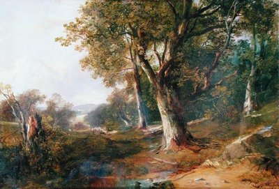 Waldlandschaft mit Schloss in der Ferne, ca. 1865 von Horatio McCulloch