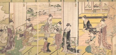 Ehrung der drei Götter der Poesie: Frauen, die Gedichte schreiben von Hosoda Eishi