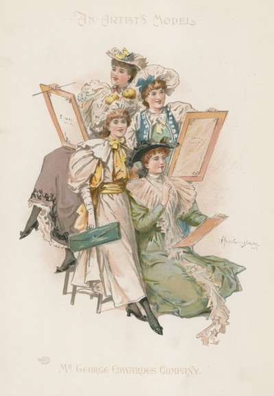 Gruppe von vier gut gekleideten Frauen mit Zeichenbrettern von Howard Davie