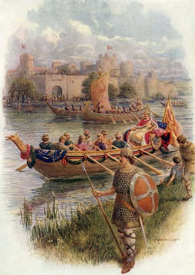 König Edgar auf dem Fluss Dee von Howard Davie