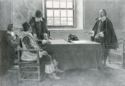 Sir William Berkeley ergibt sich den Kommissaren des Commonwealth, Illustration aus 