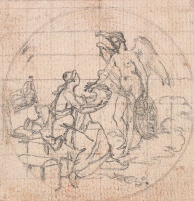 Entwurf für eine Medaille: Figur von Britannia (?) und Fortuna (?) oder Victoria (?) von Hubert Francois Gravelot