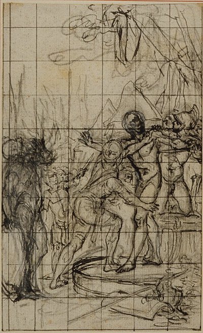 Vergrößerte Studie für eine Illustration in Tacitus "Tibère, ou Les Six Premiers Livres des Annales", Buch 1, Bd. 1 von Hubert Francois Gravelot