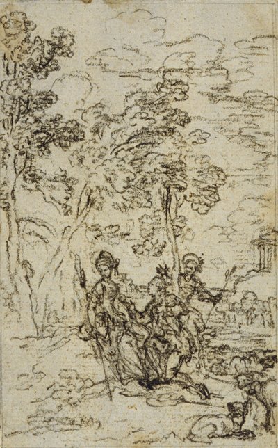 Studie für Vignette in Fontenelles (zugeschrieben) "Les Amours de Mirtil", Canto III von Hubert Francois Gravelot