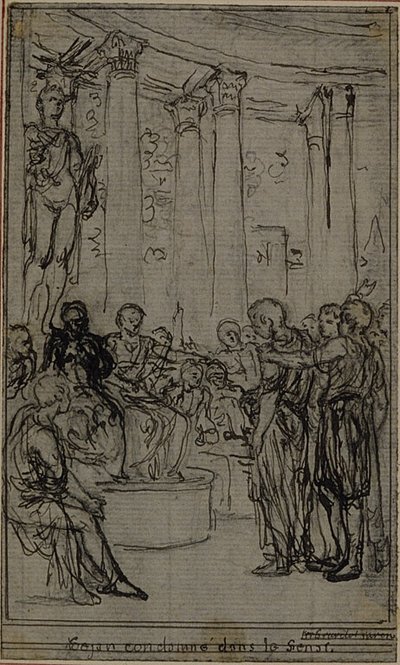 Studie für eine Illustration in Tacitus "Tibère, ou Les Six Premiers Livres des Annales", Buch V, Bd. 3, 1. Studie von Hubert Francois Gravelot