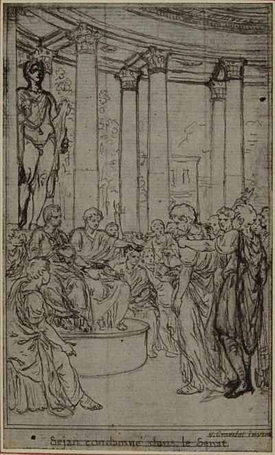 Studie für eine Illustration in Tacitus "Tibère, ou Les Six Premiers Livres des Annales", Buch V, Bd. 3, 2. Studie von Hubert Francois Gravelot