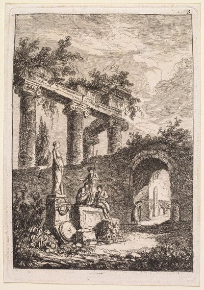 Abende in Rom: Die Statue vor Ruinen von Hubert Robert
