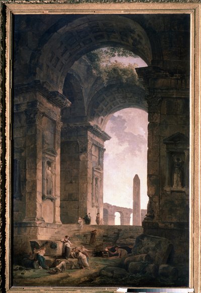 Ruinen mit einem Obelisken von Hubert Robert