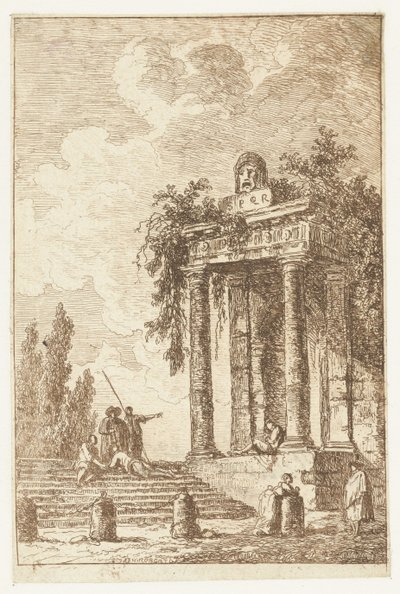 Treppe mit den vier Grenzpfosten von Hubert Robert