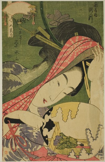 Die Kurtisane Takigawa vom Ogiya, aus der Serie "Schönheiten der fünf Feste (Bijin gosekku)" von Ichirakutei Eisui