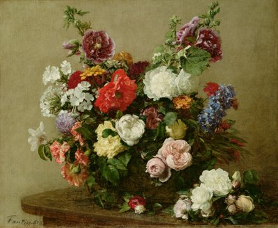Französische Rosen und Pfingstrosen, 1881 von Ignace Henri Jean Fantin Latour