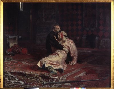 Iwan IV. der Schreckliche umarmt seinen sterbenden Sohn Iwan Iwanowitsch von Ilya Efimovich Repin