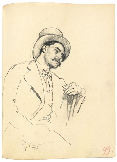 Studie für "Ein Pariser Café": Sitzender Mann mit Hut, ca. 1872-1875 von Ilya Efimovich Repin