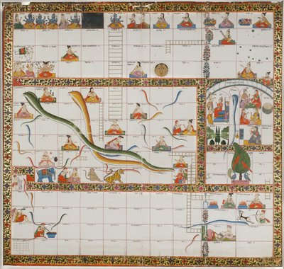 Entwurf für das Spiel Schlangen und Leitern, 1800 von Indian School