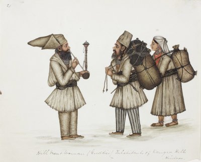 Bergmänner und -frauen (Guddies), Bewohner der Kangra-Hügel, Hindus, ca. 1840 von Indian School