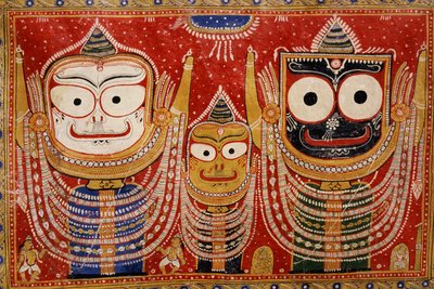 Jagannath, an die Wand eines Hauses gemalt von Indian School