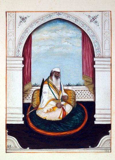 Sirdar Atr Singh, aus Das Königreich Punjab, seine Herrscher und Häuptlinge, Band II, ein Band mit 30 Aquarellstudien eines unbekannten indischen Künstlers, ca. 1840 von Indian School
