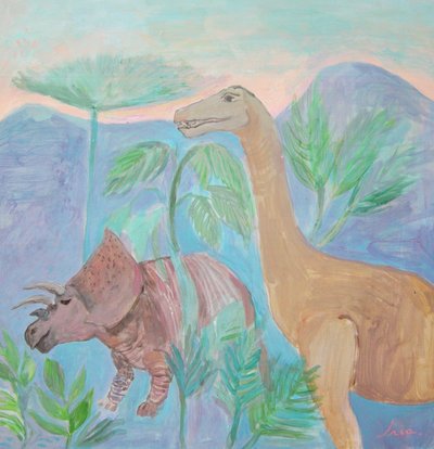 Sanfte Dinosaurier-Landschaft von Iria Fernandez