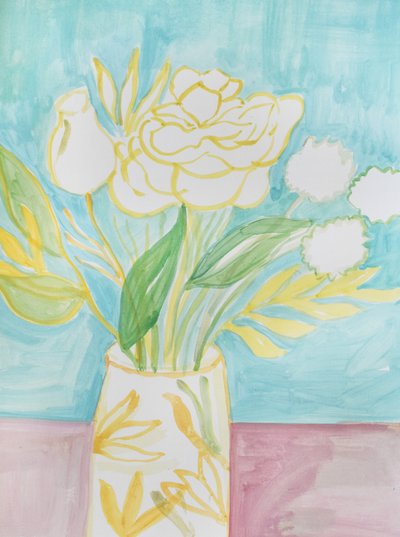 Weiche gelbe Blumen-Vase von Iria Fernandez