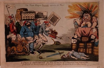 Ein Friedensangebot an den Genius der Freiheit und Gleichheit von Isaac Cruikshank