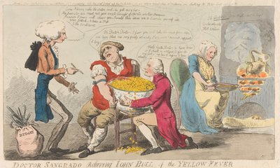 Doktor Sangrado befreit John Bull vom Gelbfieber von Isaac Cruikshank
