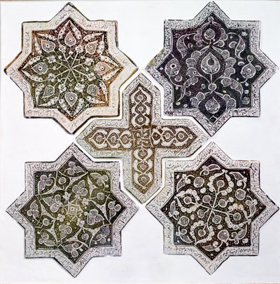 Fünf Fliesen, Kashan, Iran von Islamic School