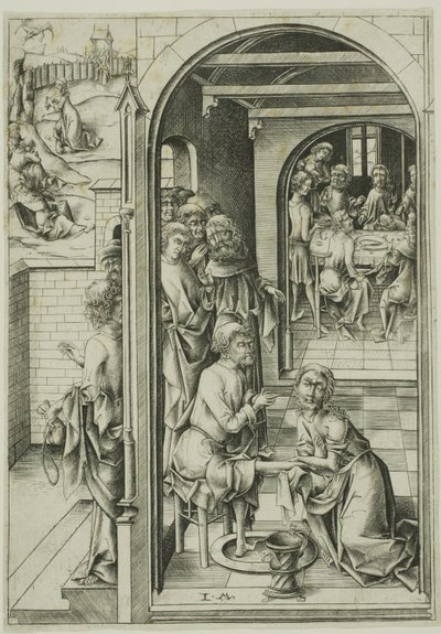 Christus wäscht die Füße der Apostel von Israhel van Meckenem the younger