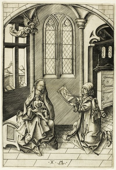 Der heilige Lukas porträtiert die Madonna von Israhel van Meckenem the younger