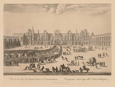 Vue de la Cour du Cheval-Blanc de Fontainebleau, 1667 von Israël Silvestre