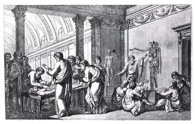 Eine Schule der Anatomie in der Antike, aus Tabulae Anatomicae von Pietro Berrettini da Cortona (1596-1669) veröffentlicht in Rom, 1778 von Italian School