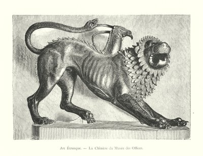 Etruskische Kunst, Die Chimäre des Uffizien-Museums (Gravur) von Italian School