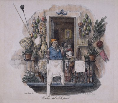 Balkon am kleinen Pier in Neapel, Italien, 19. Jahrhundert von Italian School