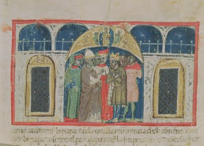 Codex Correr I 383 Der Frieden zwischen Papst Alexander III. (1159-81) und Kaiser Friedrich Barbarossa (ca. 1123-1190) auf dem Markusplatz von Italian School