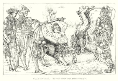 Kampf der Kentauren, Faksimile einer Gravur von Antonio Pollajuolo (Gravur) von Italian School
