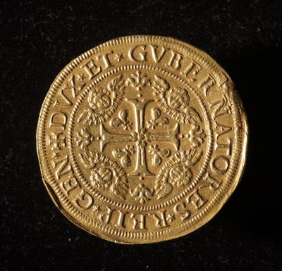 Währung der Republik Genua: 12,5 Gold-Doppie-Münze. Durchmesser 61 mm. 1656. Vorderseite. Genes Musei di Strada Nuova (inv. 6453) von Italian School